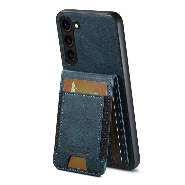 For Samsung Galaxy S24+ 5G Suteni H03 Oil Wax Leather Wallet Stand Back Phone Case(Blue) - Galaxy S24+ 5G Cases by Suteni | Online Shopping UK | buy2fix