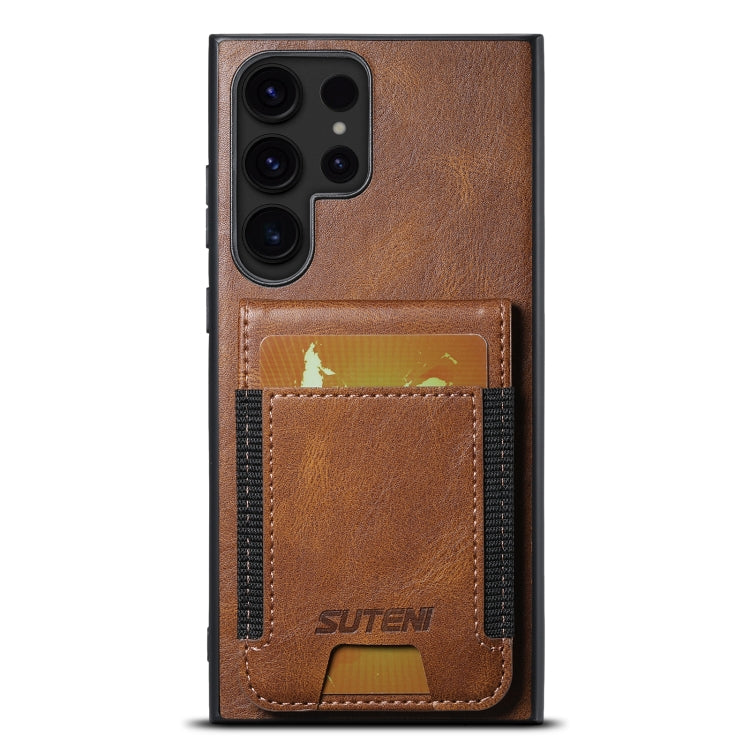 For Samsung Galaxy S23 Ultra 5G Suteni H03 Oil Wax Leather Wallet Stand Back Phone Case(Brown) - Galaxy S23 Ultra 5G Cases by Suteni | Online Shopping UK | buy2fix