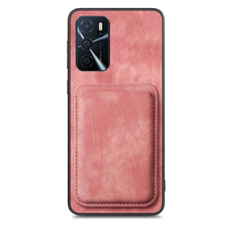 For OPPO A58 4G Retro Leather Card Bag Magnetic Phone Case(Pink) - OPPO Cases by buy2fix | Online Shopping UK | buy2fix