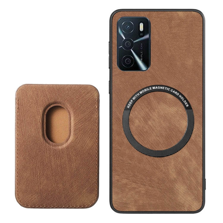 For OPPO Reno10 Global Retro Leather Card Bag Magnetic Phone Case(Brown) - OPPO Cases by buy2fix | Online Shopping UK | buy2fix