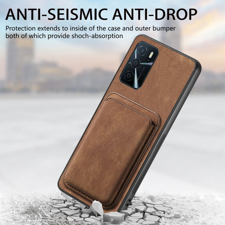 For OPPO Reno10 Global Retro Leather Card Bag Magnetic Phone Case(Brown) - OPPO Cases by buy2fix | Online Shopping UK | buy2fix