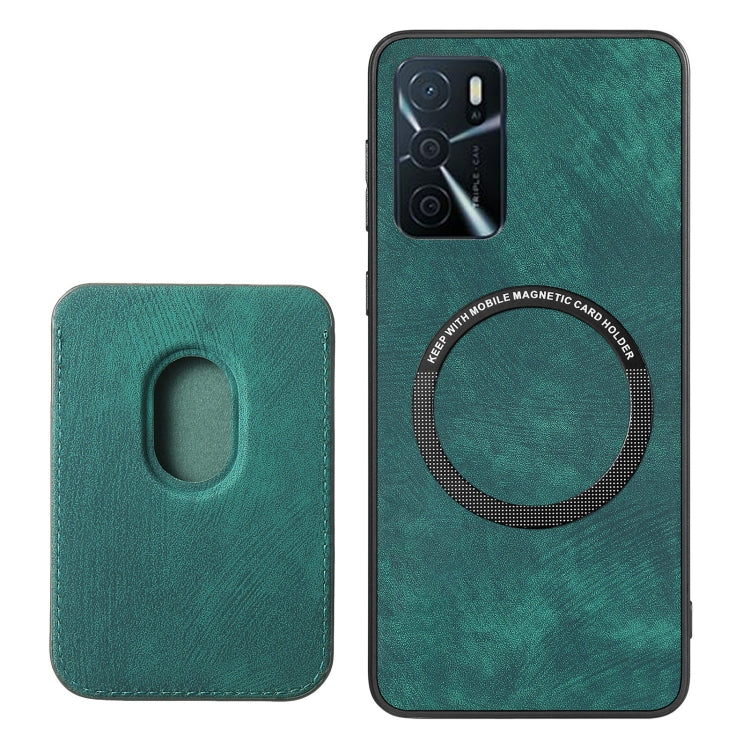 For OPPO Reno8 T 4G Retro Leather Card Bag Magnetic Phone Case(Green) - OPPO Cases by buy2fix | Online Shopping UK | buy2fix