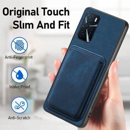 For OPPO Reno8 Z Retro Leather Card Bag Magnetic Phone Case(Blue) - OPPO Cases by buy2fix | Online Shopping UK | buy2fix