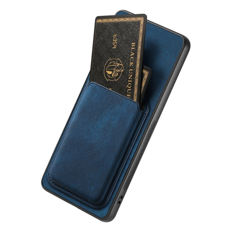 For OPPO Reno9 5G Retro Leather Card Bag Magnetic Phone Case(Blue) - OPPO Cases by buy2fix | Online Shopping UK | buy2fix