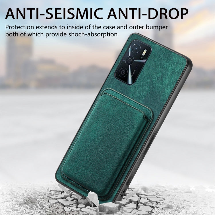 For OPPO Reno9 5G Retro Leather Card Bag Magnetic Phone Case(Green) - OPPO Cases by buy2fix | Online Shopping UK | buy2fix