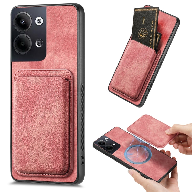 For OPPO Reno9 5G Retro Leather Card Bag Magnetic Phone Case(Pink) - OPPO Cases by buy2fix | Online Shopping UK | buy2fix