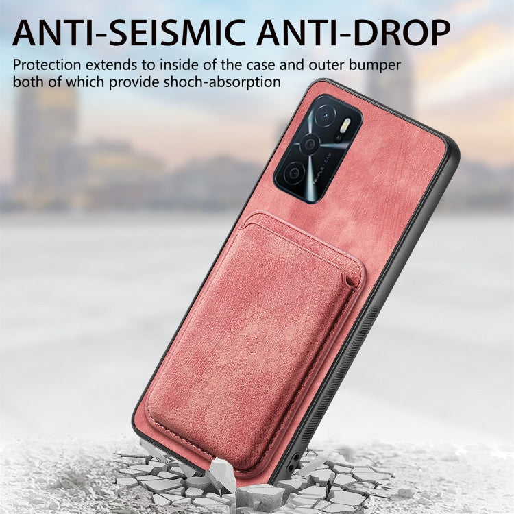 For OPPO Reno9 Pro+ 5G Retro Leather Card Bag Magnetic Phone Case(Pink) - OPPO Cases by buy2fix | Online Shopping UK | buy2fix