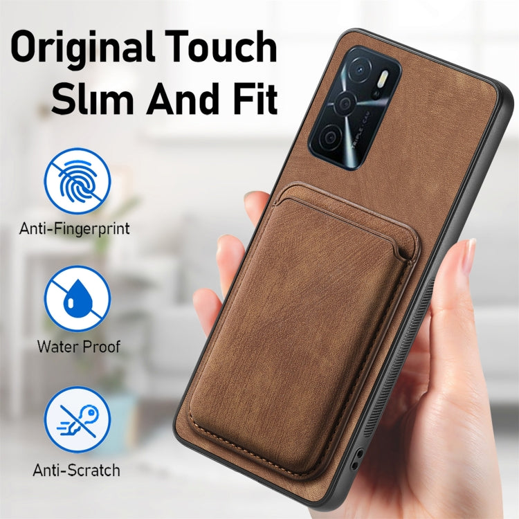 For OPPO A17K Retro Leather Card Bag Magnetic Phone Case(Brown) - OPPO Cases by buy2fix | Online Shopping UK | buy2fix