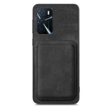 For OPPO Reno7 5G Retro Leather Card Bag Magnetic Phone Case(Black) - OPPO Cases by buy2fix | Online Shopping UK | buy2fix