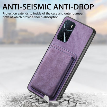 For OPPO A16K Retro Leather Card Bag Magnetic Phone Case(Purple) - OPPO Cases by buy2fix | Online Shopping UK | buy2fix