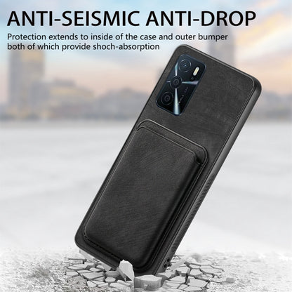 For OPPO Reno6 Pro 5G Retro Leather Card Bag Magnetic Phone Case(Black) - OPPO Cases by buy2fix | Online Shopping UK | buy2fix