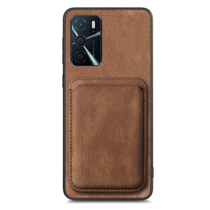 For OPPO F19 Pro+ Retro Leather Card Bag Magnetic Phone Case(Brown) - OPPO Cases by buy2fix | Online Shopping UK | buy2fix