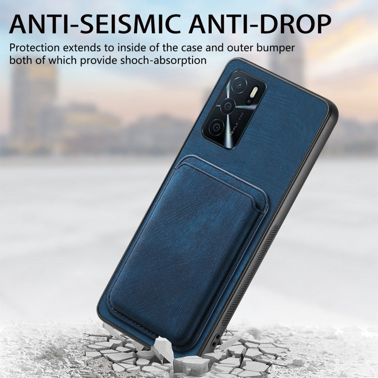 For OPPO A5 Retro Leather Card Bag Magnetic Phone Case(Blue) - OPPO Cases by buy2fix | Online Shopping UK | buy2fix