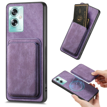 For OPPO A79 5G Retro Leather Card Bag Magnetic Phone Case(Purple) - OPPO Cases by buy2fix | Online Shopping UK | buy2fix