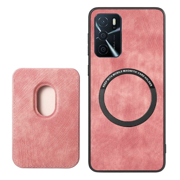 For OPPO A53 / A53S Retro Leather Card Bag Magnetic Phone Case(Pink) - OPPO Cases by buy2fix | Online Shopping UK | buy2fix