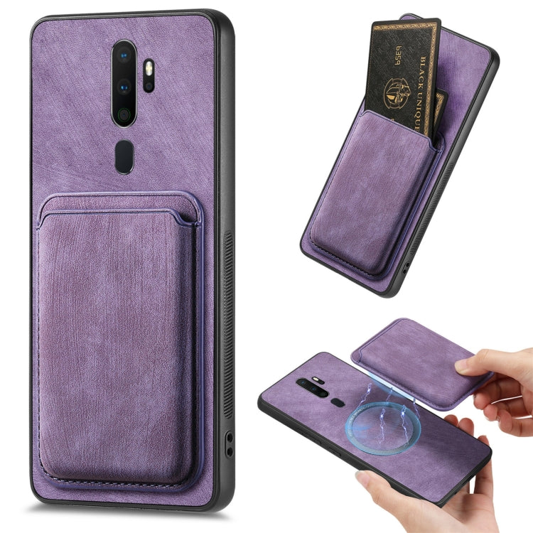 For OPPO A9 2020 / A5 2020 Retro Leather Card Bag Magnetic Phone Case(Purple) - OPPO Cases by buy2fix | Online Shopping UK | buy2fix