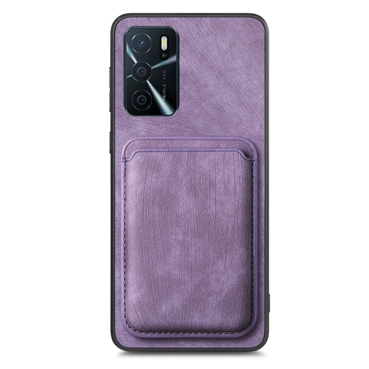 For OPPO A9 2020 / A5 2020 Retro Leather Card Bag Magnetic Phone Case(Purple) - OPPO Cases by buy2fix | Online Shopping UK | buy2fix