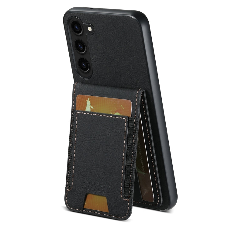 For Samsuny Galaxy S24+ 5G Suteni H03 Litchi Leather Card Bag Stand Back Phone Case(Black) - Galaxy S24+ 5G Cases by Suteni | Online Shopping UK | buy2fix