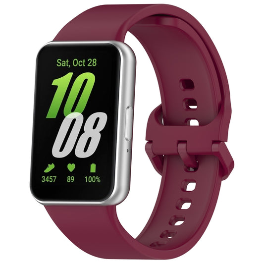 For Samsung Galaxy Fit 3 SM-R390 Solid Color Buckle Silicone Watch Band(Wine Red) - Watch Bands by buy2fix | Online Shopping UK | buy2fix