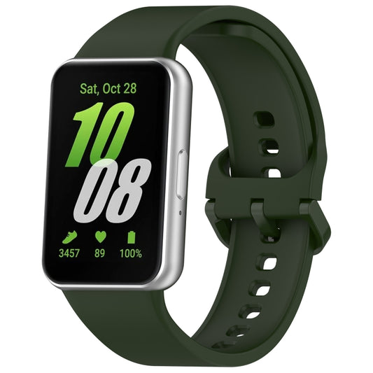 For Samsung Galaxy Fit 3 SM-R390 Solid Color Buckle Silicone Watch Band(Dark Green) - Watch Bands by buy2fix | Online Shopping UK | buy2fix