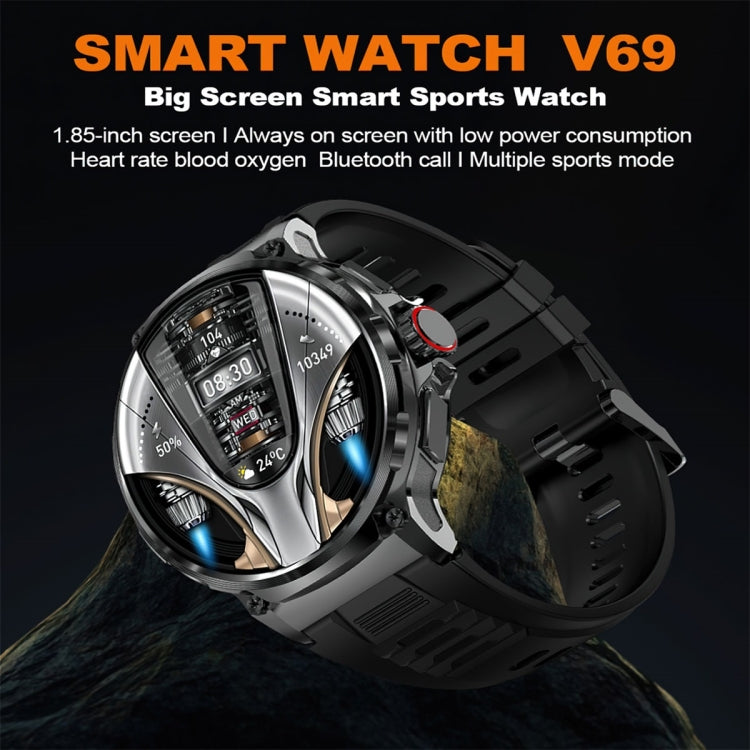 V69 1.85 inch Color Screen Smart Watch, Support Bluetooth Call / Heart Rate / Blood Pressure / Blood Oxygen Monitoring(Black) - Smart Watches by buy2fix | Online Shopping UK | buy2fix