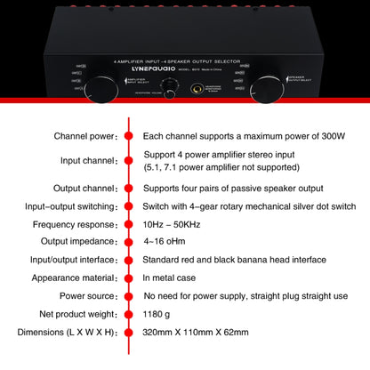 B070 4 Input 4 Ooutput Power Amplifier Speaker Selector Switcher Speaker Comparator -  by buy2fix | Online Shopping UK | buy2fix