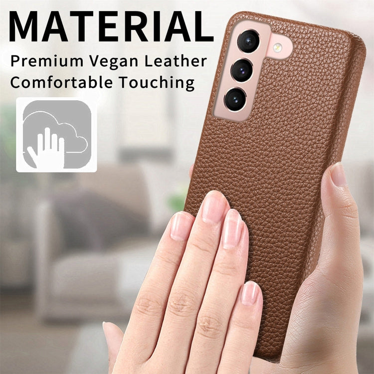 For Samsung Galaxy S21 5G Litchi Oil Edge Leather Back Phone Case(Brown) - Galaxy S21 5G Cases by buy2fix | Online Shopping UK | buy2fix