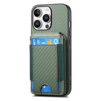 For iPhone 16 Pro Max Carbon Fiber Vertical Flip Wallet Stand Phone Case(Green) - More iPhone Cases by buy2fix | Online Shopping UK | buy2fix