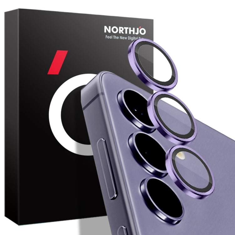 For Samsung Galaxy S24 5G NORTHJO Camera LensCD Vein Metal Ring Tempered Glass Film(Purple) - Galaxy S24 5G Tempered Glass by NORTHJO | Online Shopping UK | buy2fix