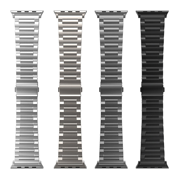 For Apple Watch SE 2022 44mm I-Shaped Titanium Watch Band(Black) - Watch Bands by buy2fix | Online Shopping UK | buy2fix