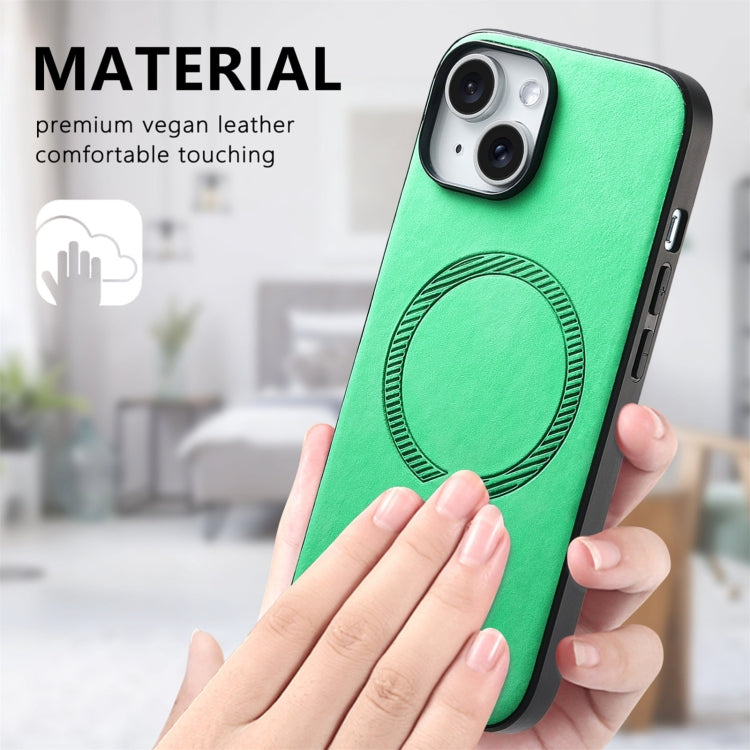 For iPhone 16 Pro Solid Color Retro Magsafe PU Back Cover Phone Case(Green) - More iPhone Cases by buy2fix | Online Shopping UK | buy2fix