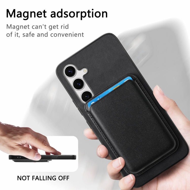 For Samsung Galaxy S25+ 5G Retro Magsafe Card Bag PU Back Cover Phone Case(Black) - Galaxy S25+ 5G Cases by buy2fix | Online Shopping UK | buy2fix