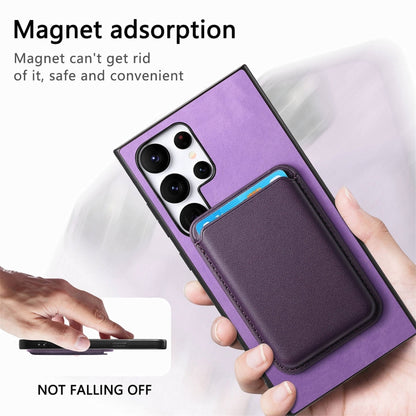 For Samsung Galaxy S25 Ultra 5G Retro Magsafe Card Bag PU Back Cover Phone Case(Purple) - Galaxy S25 Ultra 5G Cases by buy2fix | Online Shopping UK | buy2fix