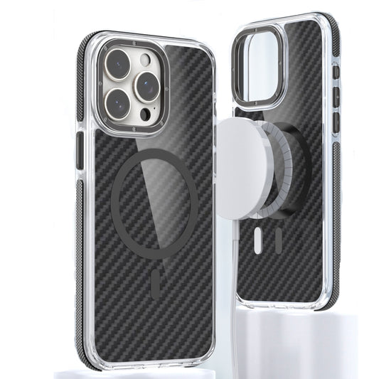 For iPhone 12 Pro Magsafe Dual-Color Carbon Fiber Phone Case(Black) - iPhone 12 / 12 Pro Cases by buy2fix | Online Shopping UK | buy2fix