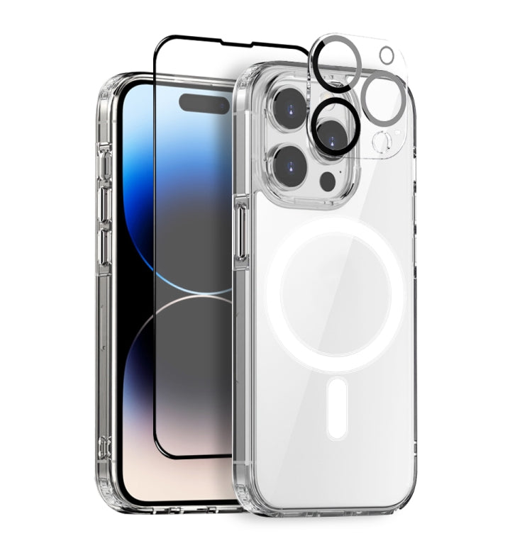 For iPhone 14 Pro Max NORTHJO 3 in 1 Magsafe Clear Phone Case with Screen Film + Rear Lens Film - iPhone 14 Pro Max Cases by NORTHJO | Online Shopping UK | buy2fix