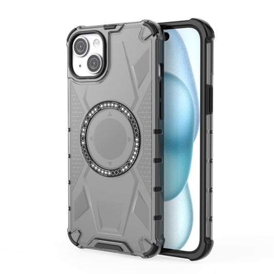 For iPhone 15 Plus MagSafe Armor Holder PC Hybrid TPU Phone Case(Black) - iPhone 15 Plus Cases by buy2fix | Online Shopping UK | buy2fix