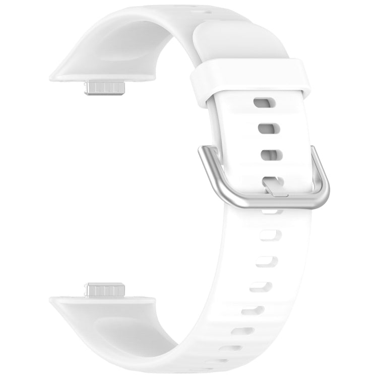 For Huawei Watch Fit3 Silver Buckle Silicone Sports Watch Band(White) - Watch Bands by buy2fix | Online Shopping UK | buy2fix