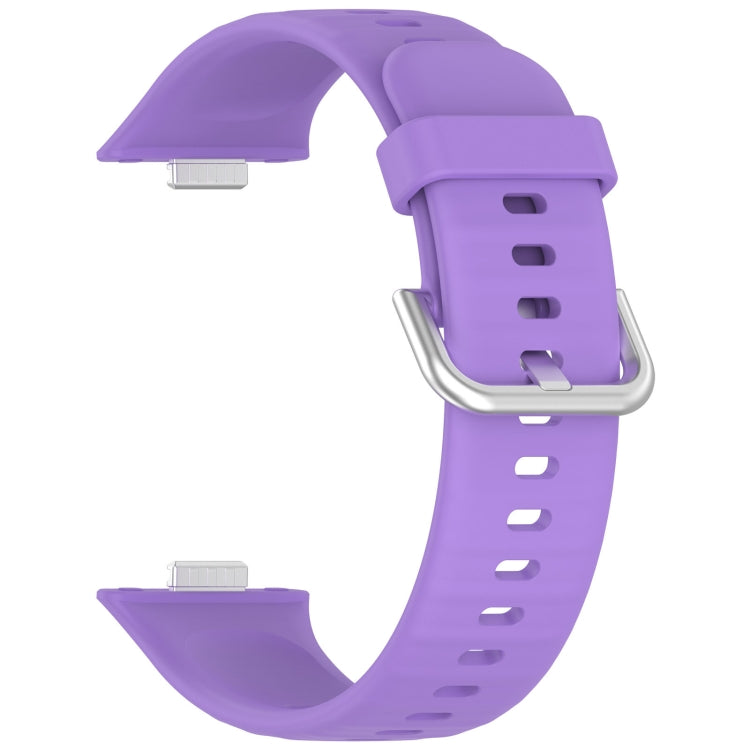 For Huawei Watch Fit3 Silver Buckle Silicone Sports Watch Band(Purple) - Watch Bands by buy2fix | Online Shopping UK | buy2fix