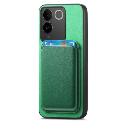 For vivo X100 Pro 5G Retro Magsafe Card Bag PU Back Cover Phone Case(Green) - X100 Pro Cases by buy2fix | Online Shopping UK | buy2fix