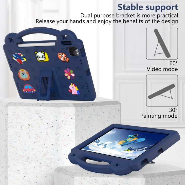 For iPad Air 11 2024 Handle Kickstand Children EVA Shockproof Tablet Case(Navy Blue) - iPad Air 11 2024 Cases by buy2fix | Online Shopping UK | buy2fix