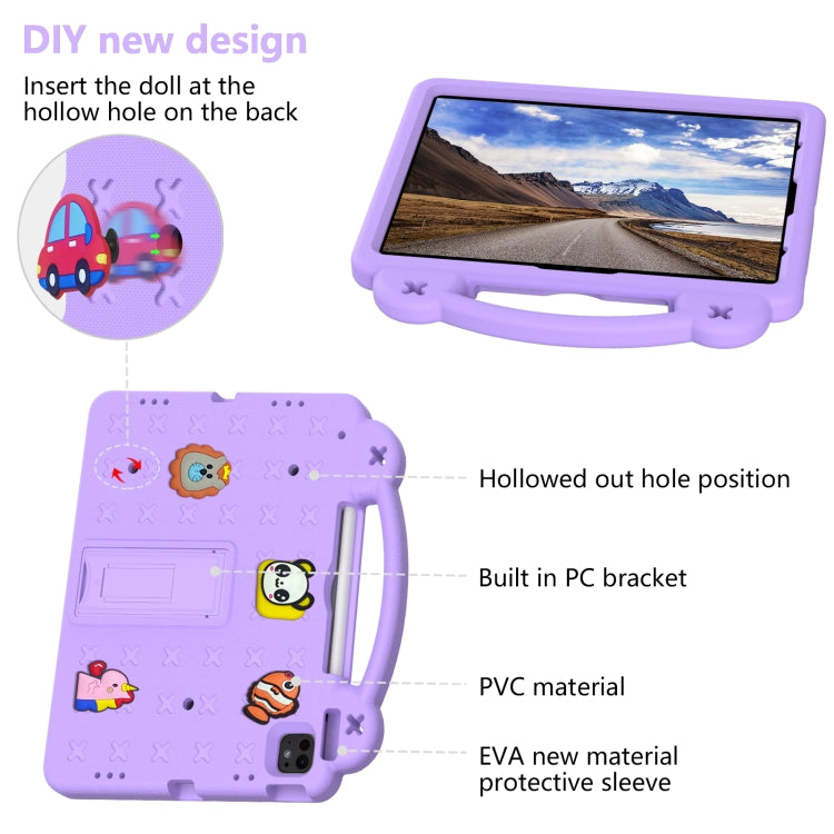 For iPad Pro 13 2024 Handle Kickstand Children EVA Shockproof Tablet Case(Light Purple) - iPad Pro 13 2024 Cases by buy2fix | Online Shopping UK | buy2fix