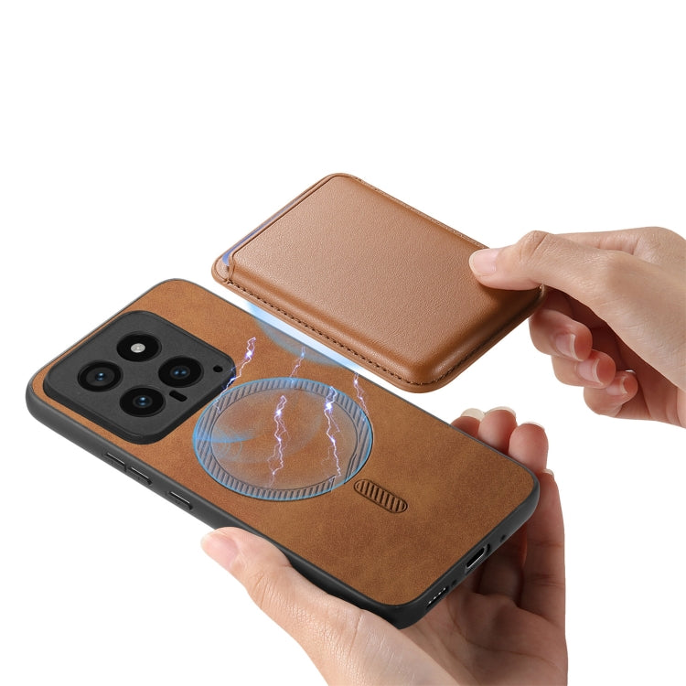 For Xiaomi Redmi Note 13 Pro+ Retro Magsafe Card Bag PU Back Cover Phone Case(Brown) - Note 13 Pro+ Cases by buy2fix | Online Shopping UK | buy2fix