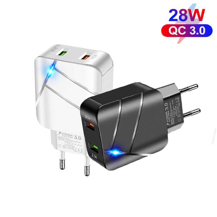 TE-Q820 28W Dual USB QC3.0 18W Mobile Phone Charger, EU Plug(White) - USB Charger by buy2fix | Online Shopping UK | buy2fix