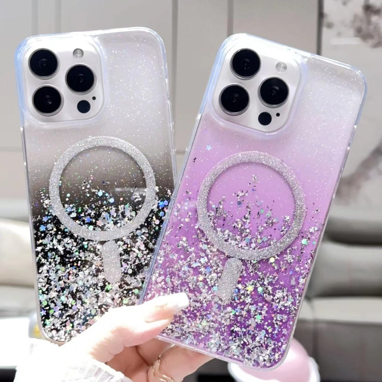 For iPhone 15 Pro Gradient Glitter MagSafe PC Hybrid TPU Phone Case(Gradient Silver) - iPhone 15 Pro Cases by buy2fix | Online Shopping UK | buy2fix