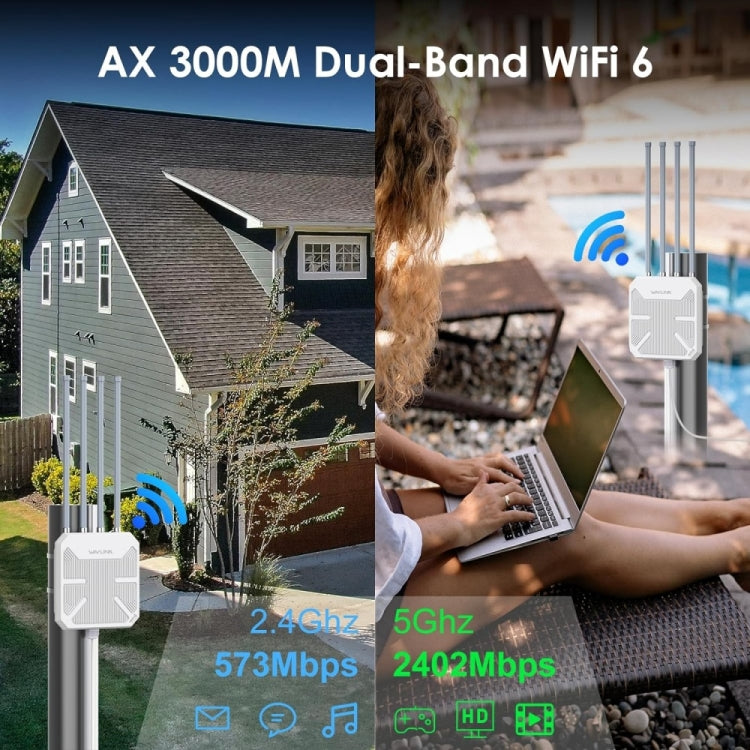 WAVLINK WN573HX3 AX3000 Waterproof Outdoor WiFi Wireless Outdoor Dual Band Router, Plug:AU Plug - Wireless Routers by WAVLINK | Online Shopping UK | buy2fix