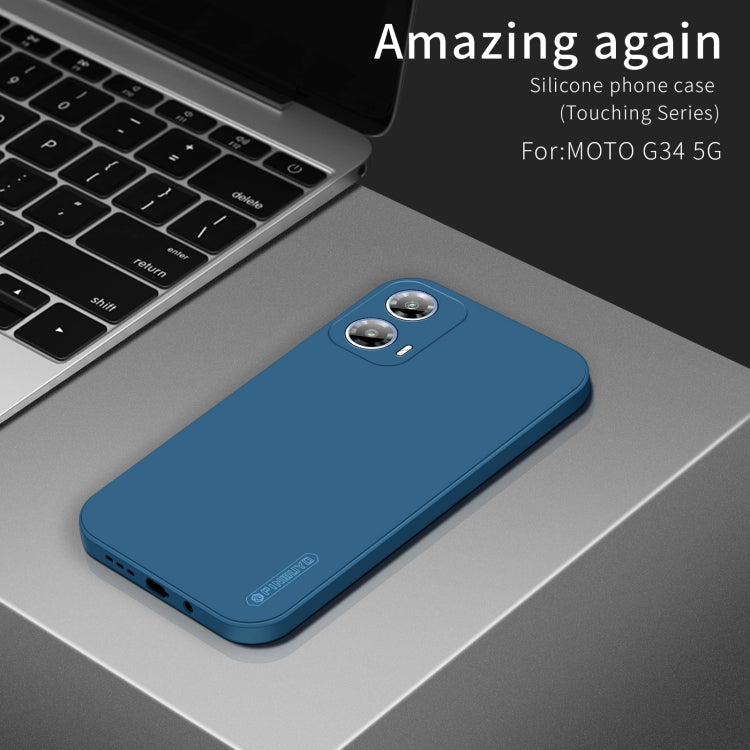 For Motorola Moto G34 5G PINWUYO Sense Series Liquid Silicone TPU Phone Case(Blue) - Motorola Cases by PINWUYO | Online Shopping UK | buy2fix