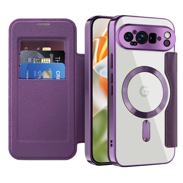 For Google Pixel 9 Pro XL Shield MagSafe RFID Anti-theft Leather Phone Case(Purple) - Google Cases by buy2fix | Online Shopping UK | buy2fix