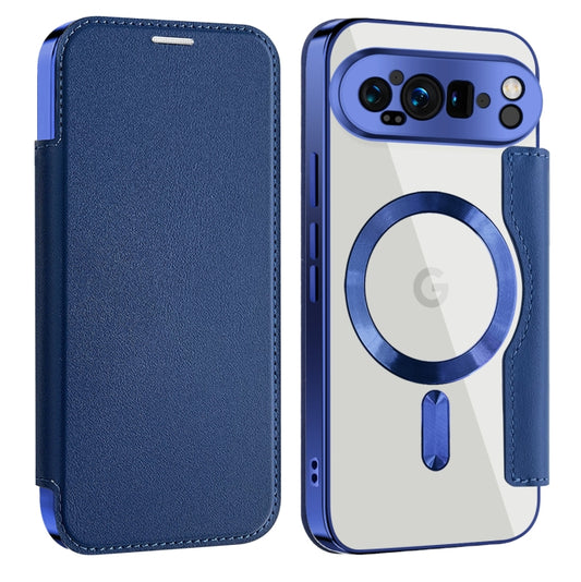 For Google Pixel 9 Pro Shield MagSafe RFID Anti-theft Leather Phone Case(Dark Blue) - Google Cases by buy2fix | Online Shopping UK | buy2fix