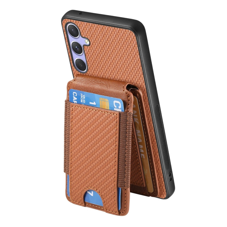 For Samsung Galaxy S25+ 5G Carbon Fiber Vertical Flip Wallet Stand Phone Case(Brown) - Galaxy S25+ 5G Cases by buy2fix | Online Shopping UK | buy2fix