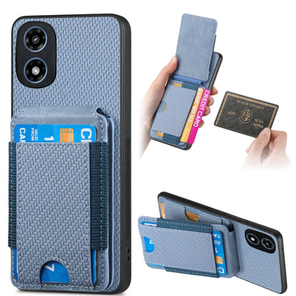 For Motorola Moto G Play 2024  5G Carbon Fiber Vertical Flip Wallet Stand Phone Case(Blue) - Motorola Cases by buy2fix | Online Shopping UK | buy2fix